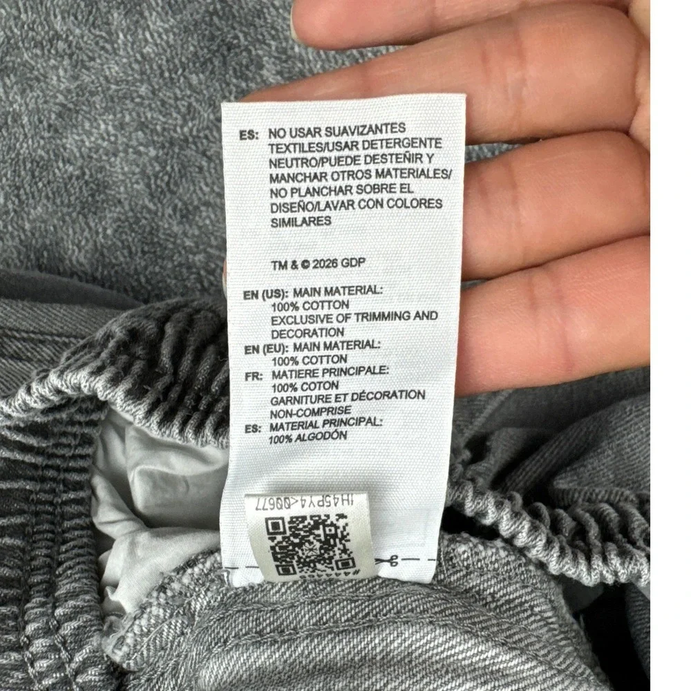 Adidas Originals Grey Washed‎ Denim Elastic Waist Pants XL Kids/XS Mens